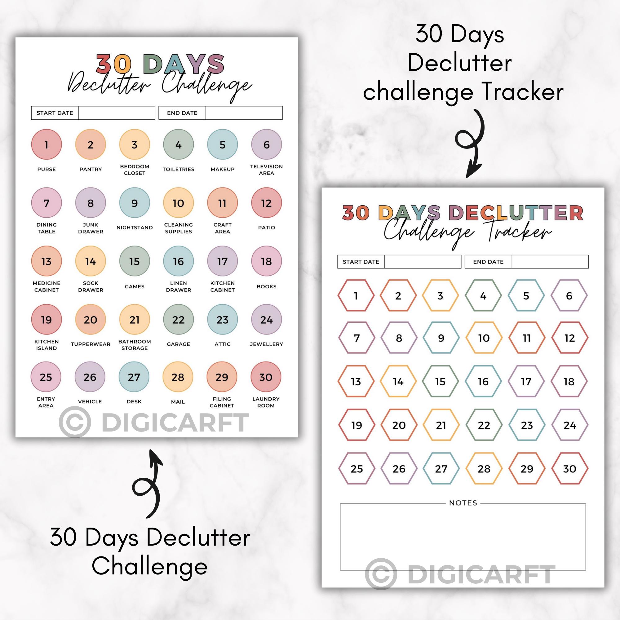 30 Days Declutter Challenge Planner Printable,konmari Decluttering ...