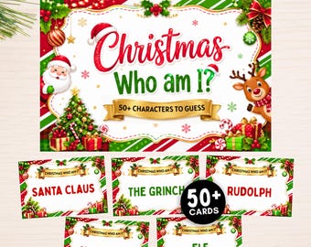Who am I Christmas Party Game, Printable Christmas Games bundle, Fun Holiday Party Games,Christmas guess who game,Family reunion games pdf