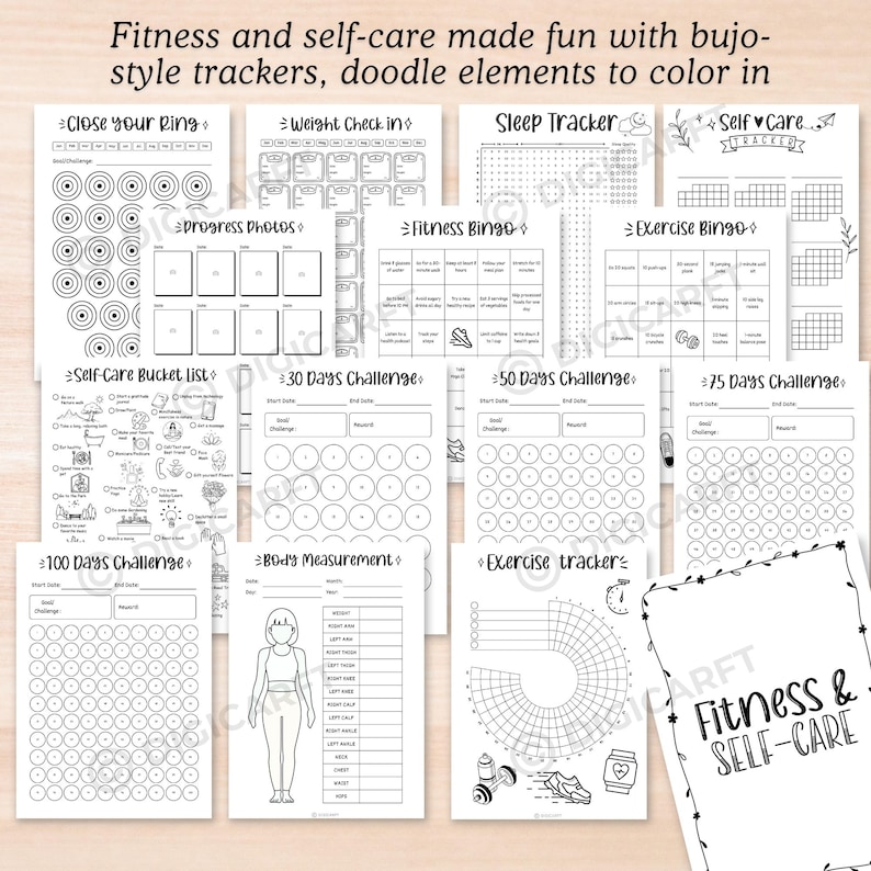 fitness tracker printable 2026, workout planner printable PDF, fitness bingo printable game, exercise habit tracker bullet journal style, weight loss tracker printable chart, body measurement tracker printable, progress photo journal printable, step tracker printable bujo, yoga tracker bullet journal printable, daily workout log printable, fitness routine planner printable, health and fitness journal PDF download, weekly fitness schedule bujo style