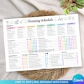 Editable cleaning schedule checklist,ADHD Home cleaning planner Daily weekly monthly yearly,Family cleaning chart,Household Kids chores list product logo