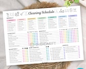 Editable cleaning schedule checklist,ADHD Home cleaning planner Daily weekly monthly yearly,Family cleaning chart,Household Kids chores list