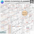 ADHD cleaning planner bundle pdf editable canva,Home cleaning schedule,Weekly,Monthly,Yearly Cleaning Checklist,Declutter,Family Chore Chart product logo