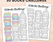 50 Book challenge tracker printable,Books reading challenge templates,Bujo Bookshelf reading log coloring page digital,A5 journal page