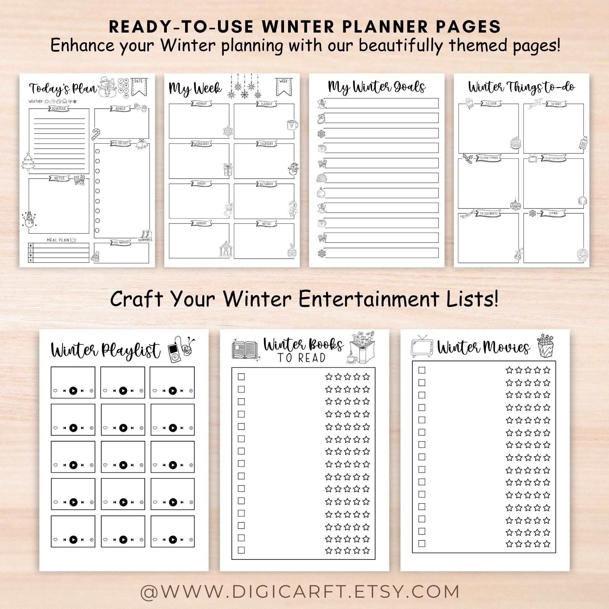 Winter Journal Bundle Printable,winter Planner Kit,winter Bucket List ...