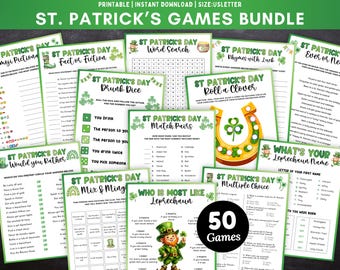St. patrick's day games bundle,st patricks day trivia kids,st patricks day left right game,Pass the prize,Emoji game,Leprechaun Games adults