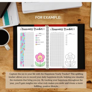 Happiness tracker printable,Yearly Mood tracker Bullett journal digital,Emotion tracker for adults,Stress anxiety tracking,A5 bujo pages PDF