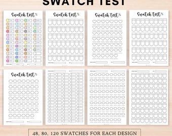 Swatch test journal page a5,Marker swatch sheet blank,Swatch template marker 80 120 48,Alcohol marker swatch chart,Coloring test page Artist