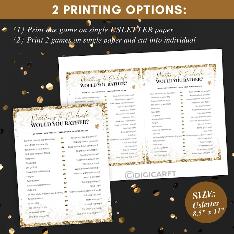 Waiting to Exhale Party Game bundle,Ladies Night games,90s Movies Game,Pajama party games printable,girl night games adult,trivia questions