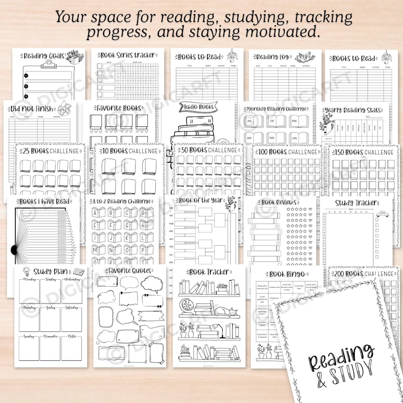 reading tracker printable 2026, book log bullet journal printable, reading challenge printable 10 25 50 100 books, A to Z reading challenge printable PDF, book review template printable journal, reading habit tracker bujo pages, yearly reading stats printable, book series tracker bullet journal printable, bookshelf reading tracker coloring page, kids and adult reading journal printable, reading goals planner printable, monthly reading log printable pages