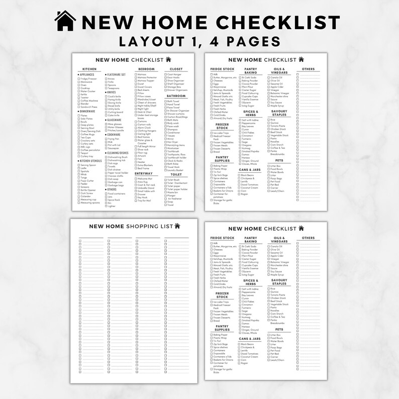 New Home Essentials Checklist New Home Checklist Etsy UK
