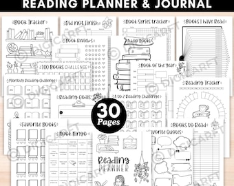 Reading Planner Bundle,Book Reading Journal,Yearly Reading Tracker log, Book review page, Bookshelf printable,100 books challenge,Book Bingo