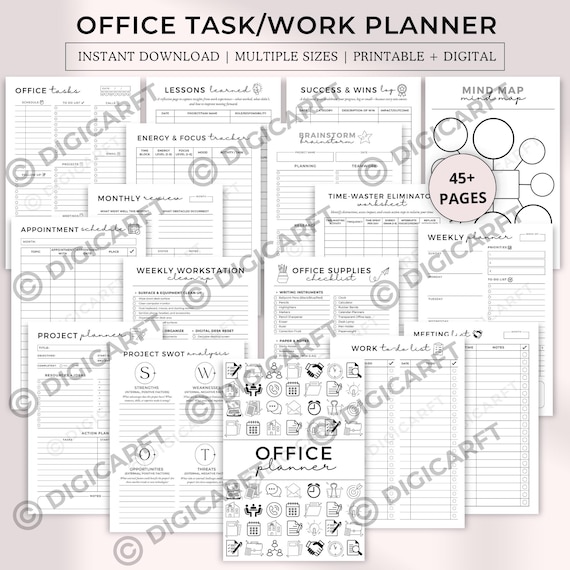 Office tasks planner set,office task list printable,office organization tracker,Work to do list,work from home planner bundle for iPad a5 a4