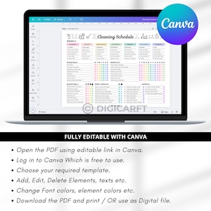 Editable cleaning schedule checklist canva,ADHD Home cleaning planner weekly monthly yearly Semi annualy, Quarterly Clean house schedule printable,house chore chart,Digital cleaning template,Printable cleaning checklist home,Kitchen,Bathroom,Living room,Bedroom Cleaning checklict,All in one cleaning temaplate Pastel colors