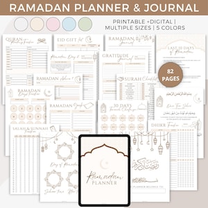 Pacchetto di pianificatori del Ramadan stampabile, pianificatore del Ramadan 2025, pianificatore e diario del Ramadan, pianificatore digitale del Ramadan in formato PDF, diario del Corano, tracker del Ramadan