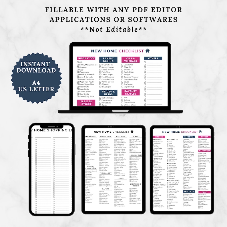 New Home Essentials Checklist New Home Checklist Etsy UK