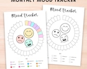 Mood tracker journal printable,A5 Bujo Monthly Circular Mood Chart,Monthly Bullet Journal page,Daily mood check plan,Stress anxiety tracking