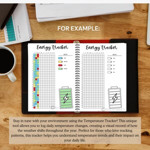 Energy tracker journal page printable,Yearly tracker digital download,Bullett journal pre made,A5 journal insert template,Productivity log