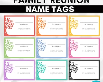 family reunion names tags template,printable name cards,nametags for family reunion,family reunion party supplies,Editable party name labels
