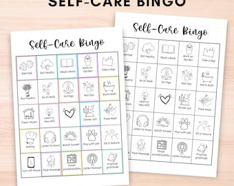 Self care bingo printable,Bullett journal bundle,A5 Bujo Selfcare tracker page,Self care journal,Monthly Habit Self care checklist digital