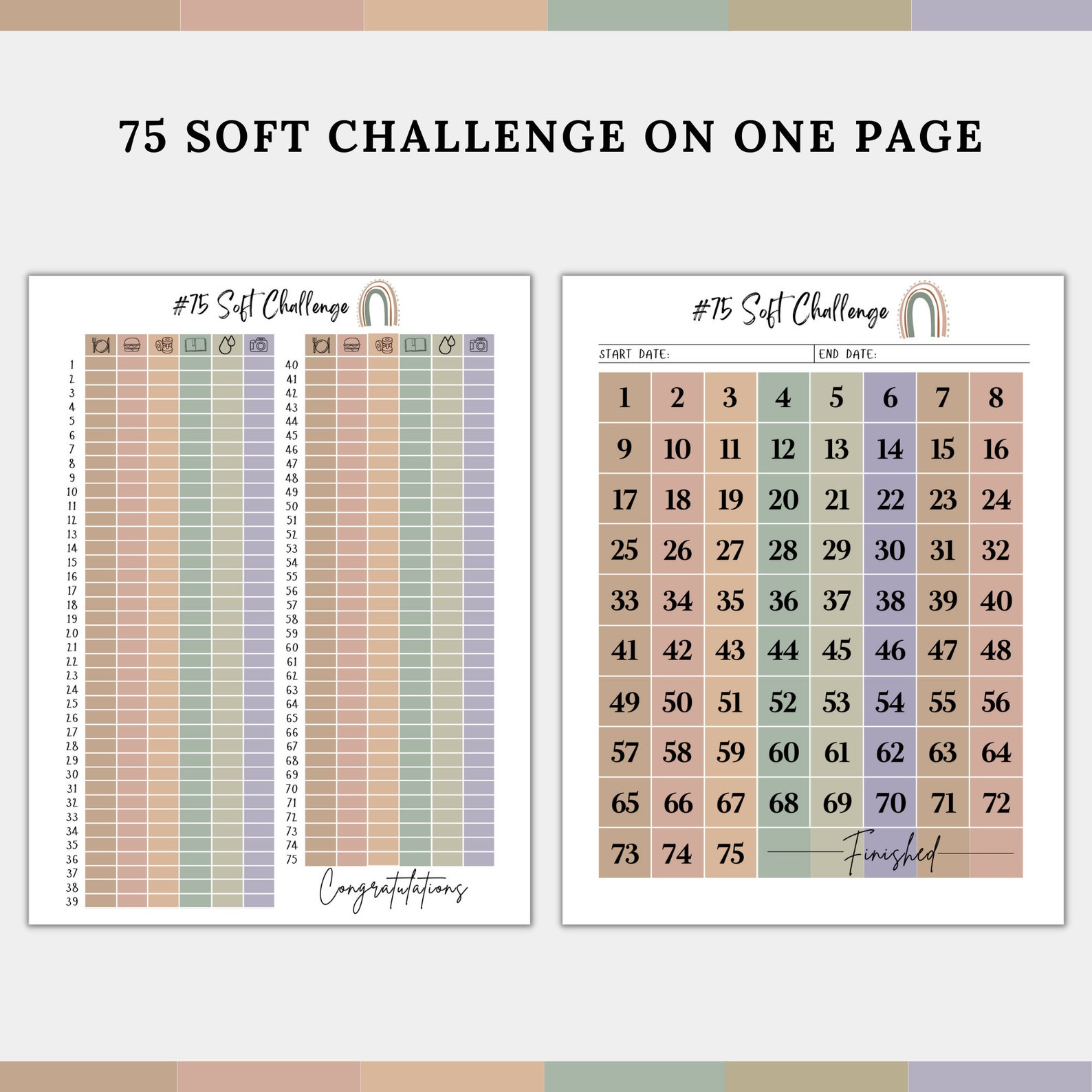 75 Soft Challenge Tracker Printablesoft Challenge 7575 Easy - Etsy