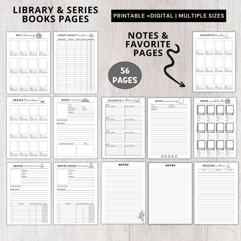 Book Reading planner bundle printable,Reading planner 2024,printable reading challenge,Book review log book,Monthly Reading journal minimal image 7