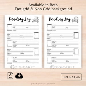 Book Reading Log Printable: A4 A5 Journal Template (PDF) - Etsy