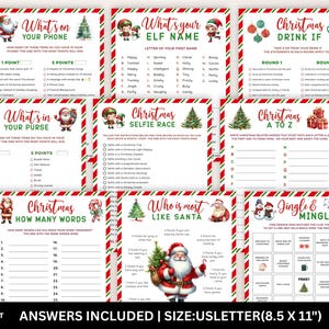 Christmas mega games bundle printable, Christmas party games, Holiday games, Family party games, New year eve games bundle,Christmas trivia games, Christmas song trivia, Christmas movie trivia, Christmas Santa trivia, Can you guess Christmas movie, Guess Christmas Carols, Christmas riddles game,Christmas word Scramble, Christmas think fast game, Christmas finish the phrase game, Christmas around the world, Christmas Scattergoris, Christmas This or that game,What’s your Elf name
