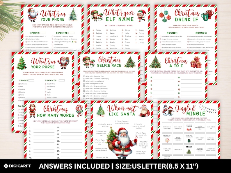 Christmas mega games bundle printable, Christmas party games, Holiday games, Family party games, New year eve games bundle,Christmas trivia games, Christmas song trivia, Christmas movie trivia, Christmas Santa trivia, Can you guess Christmas movie, Guess Christmas Carols, Christmas riddles game,Christmas word Scramble, Christmas think fast game, Christmas finish the phrase game, Christmas around the world, Christmas Scattergoris, Christmas This or that game,What’s your Elf name