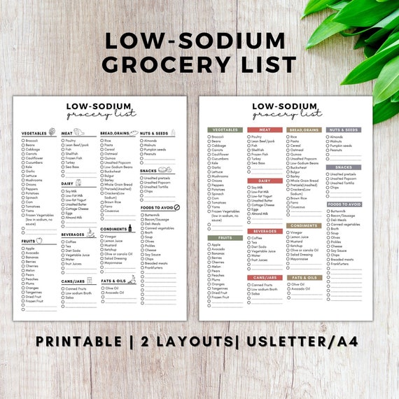 high sodium foods chart