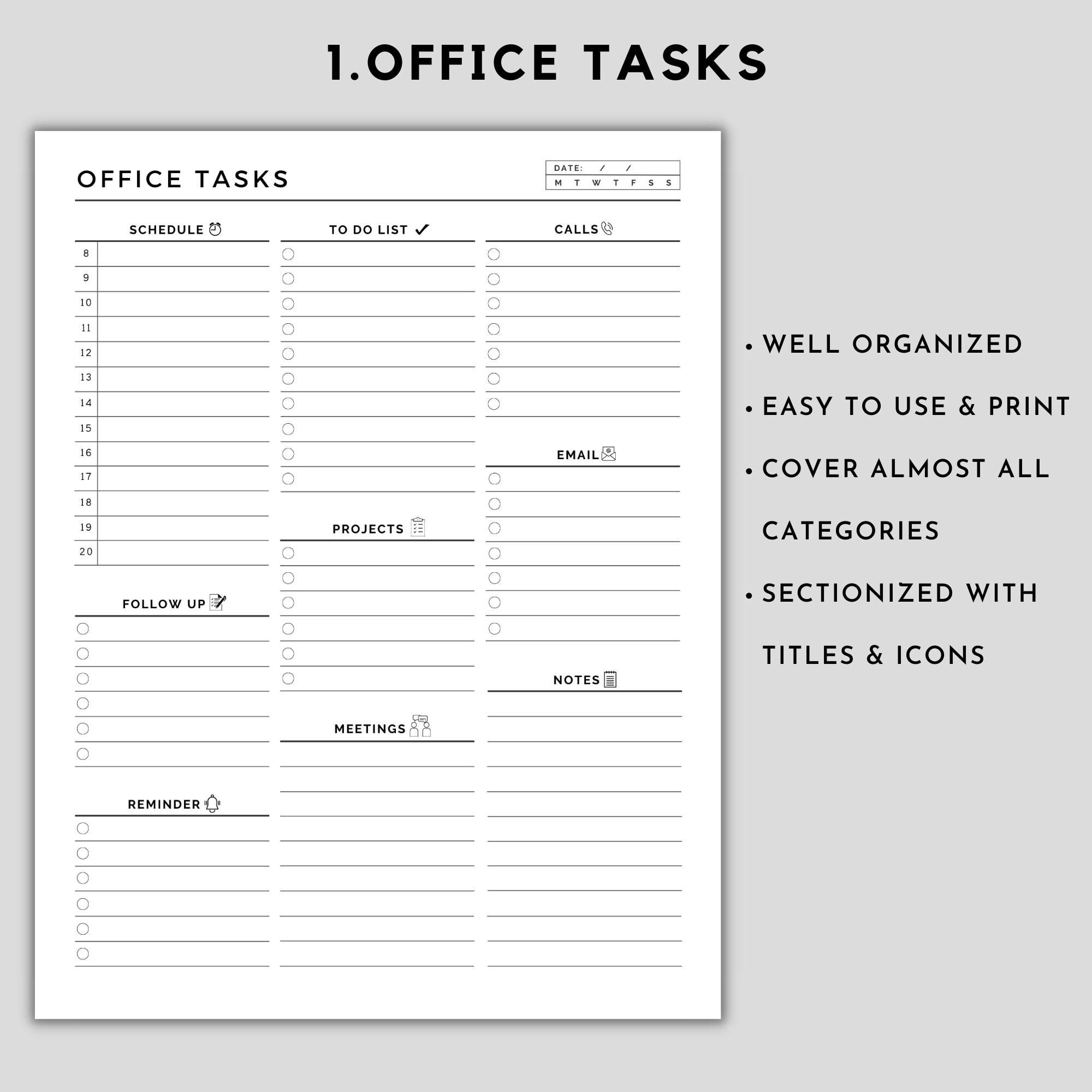 Office Tasks Planner Setoffice Task Trackeroffice Etsy