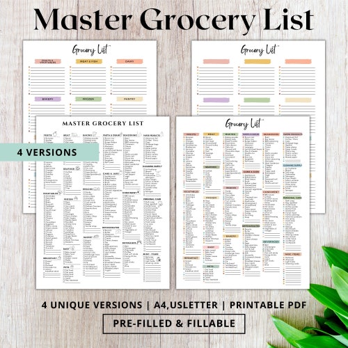 Printable Master grocery checklist,Online shopping list,Master shopping list,digital Grocery shopping list,Weekly meal planner,meal planner