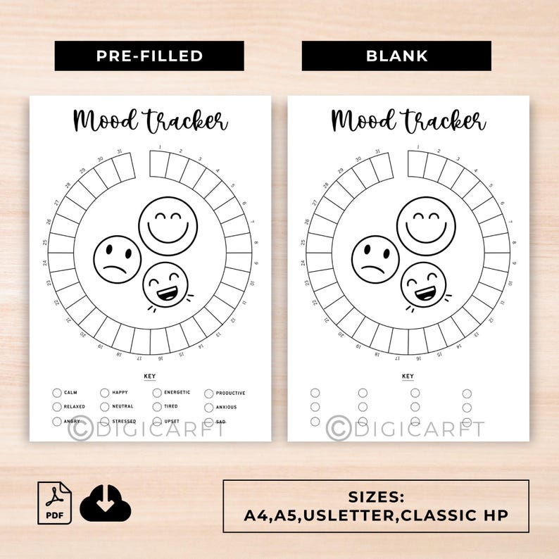 Anxiety Tracking Log, Bujo Mood Page, Printable Mood Log, Mental Health Tracker, Mood Check Planner,Monthly mood tracker, Mood check planner, Mood journal tracker, Digital mood log