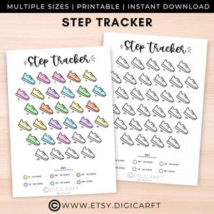 Afdrukbare maandelijkse stappentracker, A5 bullett-journaalpagina, dagelijkse stappenuitdaging, bewegingsgrafiek fitnessoefening, wielgewoonten a4, stappenlogboek