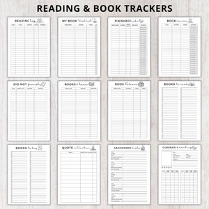 Book Reading planner bundle printable,Reading planner 2024,printable reading challenge,Book review log book,Monthly Reading journal minimal image 5