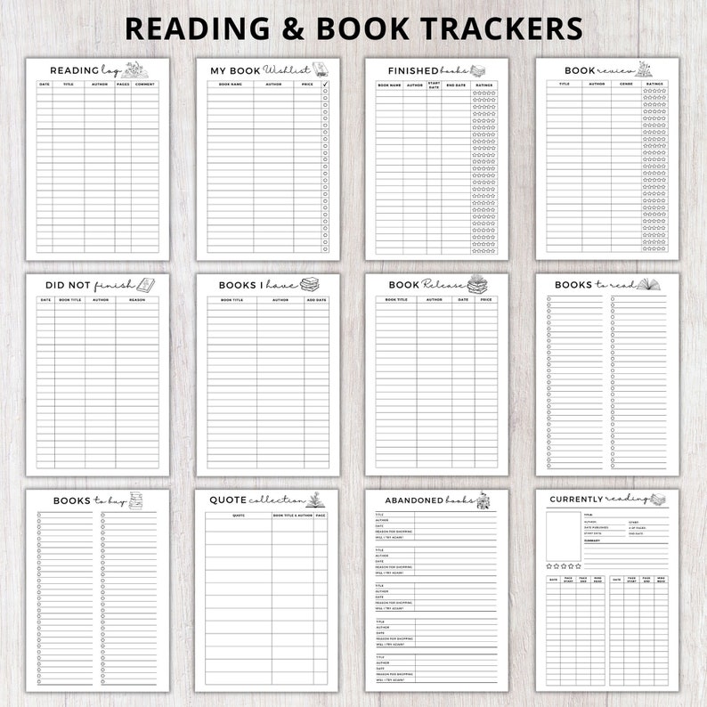 Book Reading planner bundle printable,Reading planner 2024,printable reading challenge,Book review log book,Monthly Reading journal minimal image 5