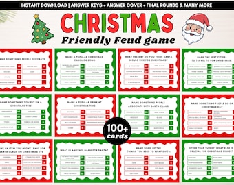 Christmas friendly feud game ,Fun Christmas Game for Adults Kids,Christmas Family feud trivia,Holiday office party games,Holiday Family Feud