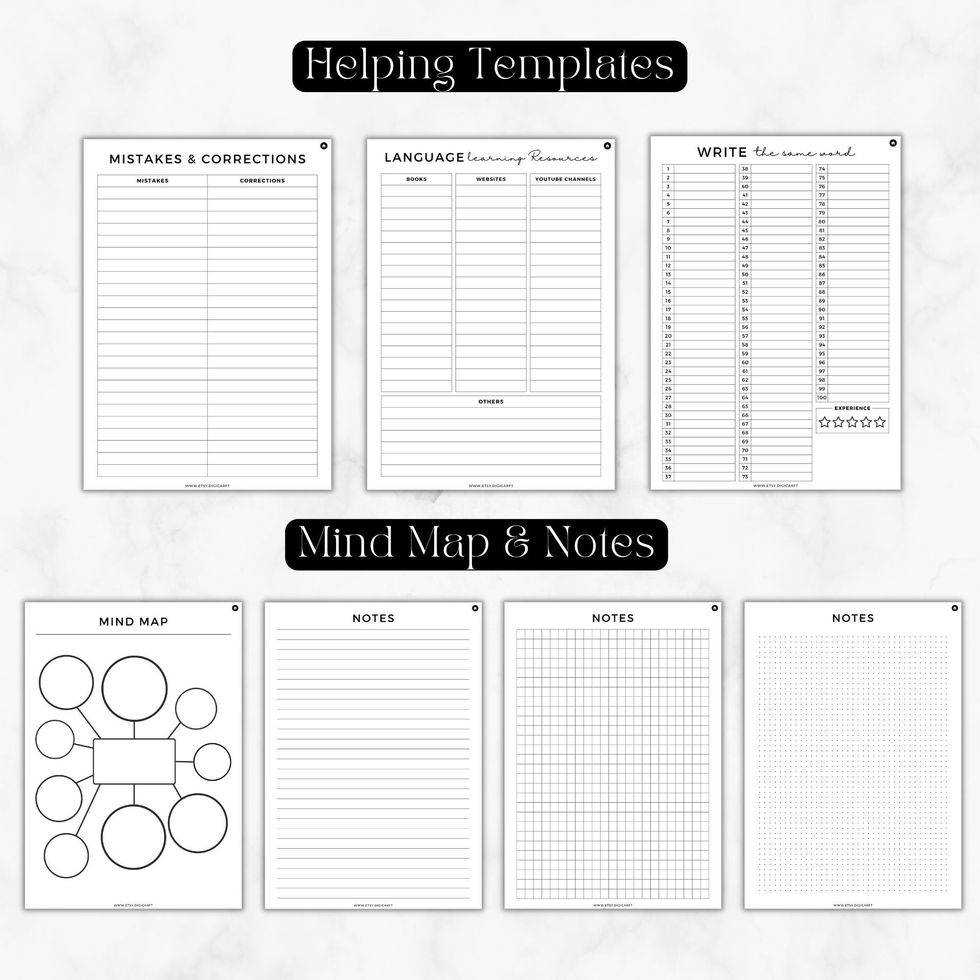 Language Learning Planner Printable,language Study Notebook,vocabulary ...