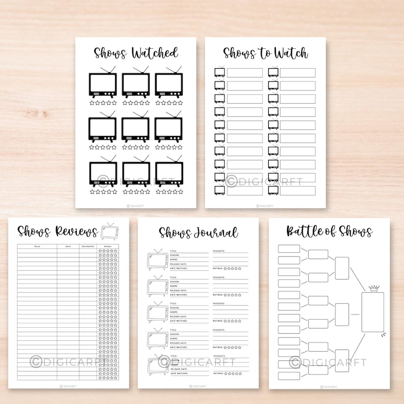 Digital Movie Tracker, Printable Series Checklist, Bullet Journal for Movie Reviews, Film and Series Tracker, Customizable Movie Log