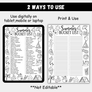 Summer Bucket List for Kids Printable,summer Activity List Coloring ...
