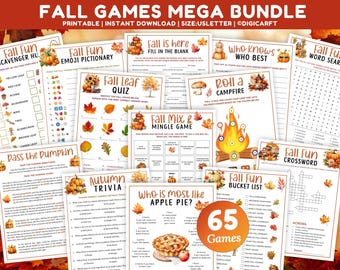 Fall game bundle,Autumn Trivia Games,Fun Printable Games for adults and kids,Fall Games & Activities,Apple pumpkin games,Emoji pictionary