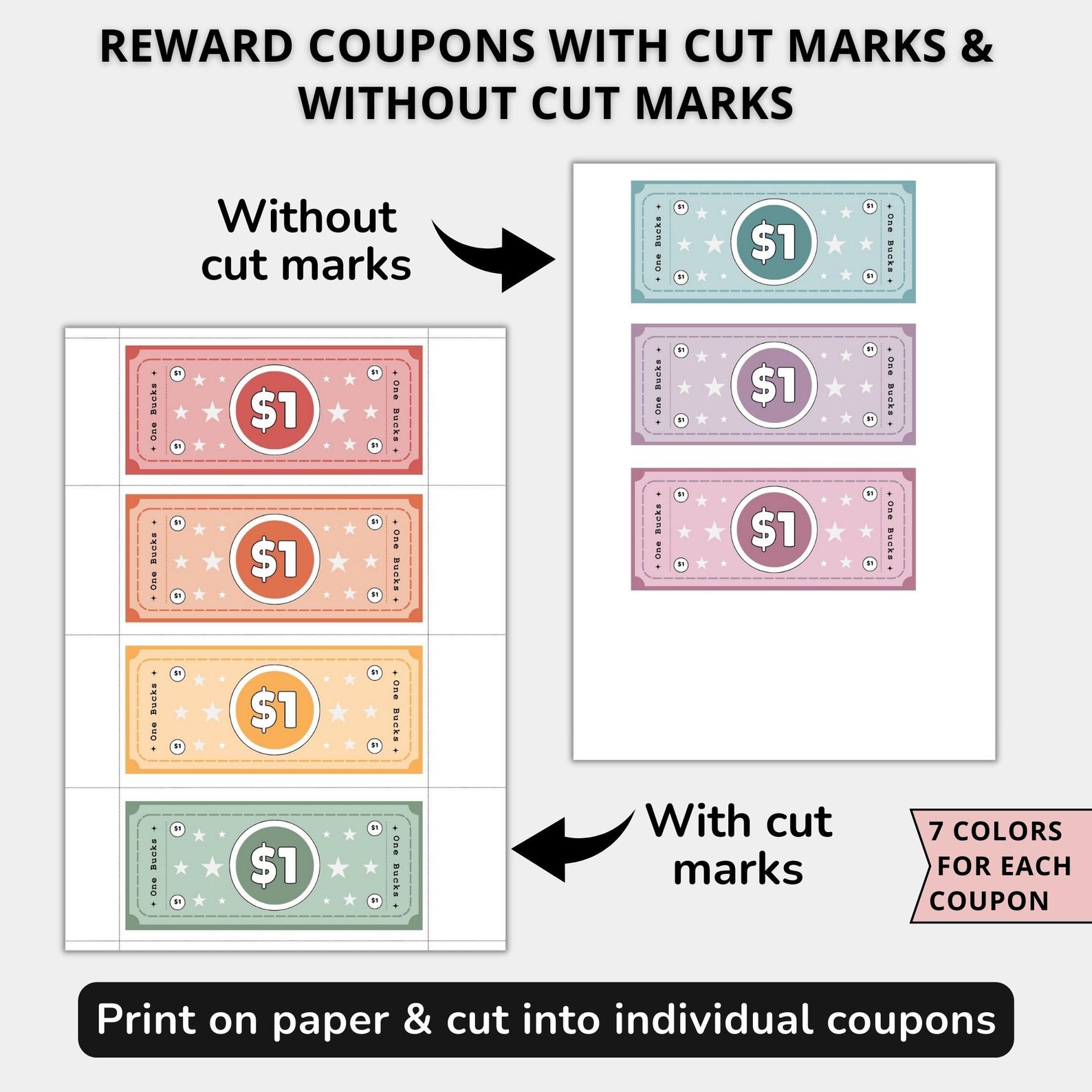 Editable Kids Reward Bucks and Chart Editable,reward Coupons for Kids ...