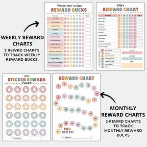 Editable Kids Reward Bucks and Chart Editable,reward Coupons for Kids ...