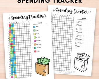 Yearly spending tracker journal page printable,Daily expense log A4,money tracker,Budgeting Purchase Log,A5 Bullett journal insert digital