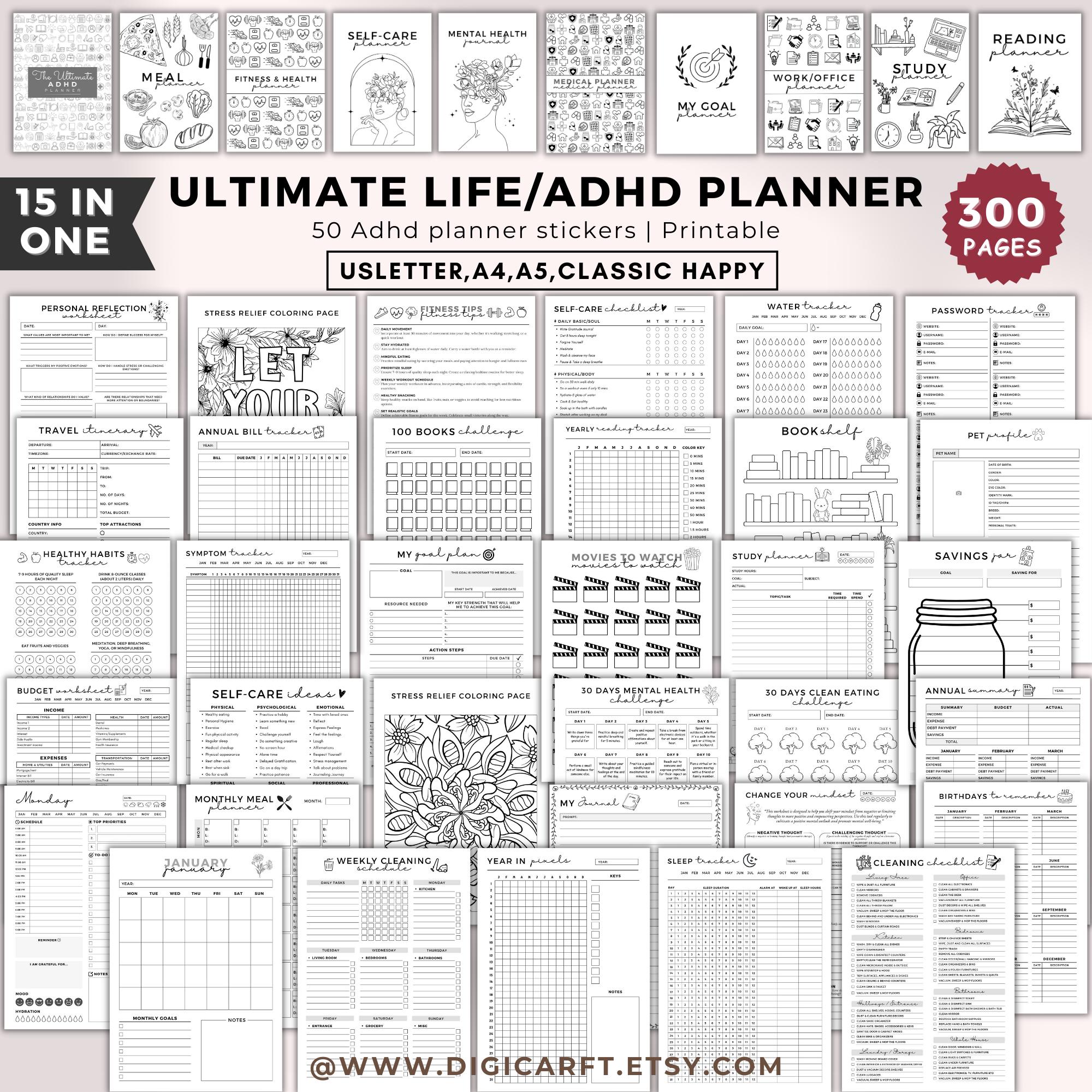 ADHD Planner Bundle for Adults Printable A4,ultimate Life Planner ...