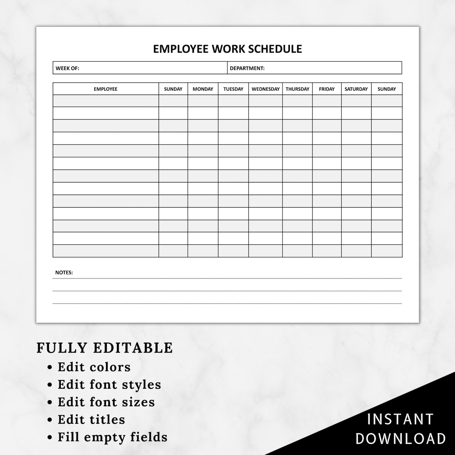 employee-work-schedule-templateemployee-weekly-schedule-etsy