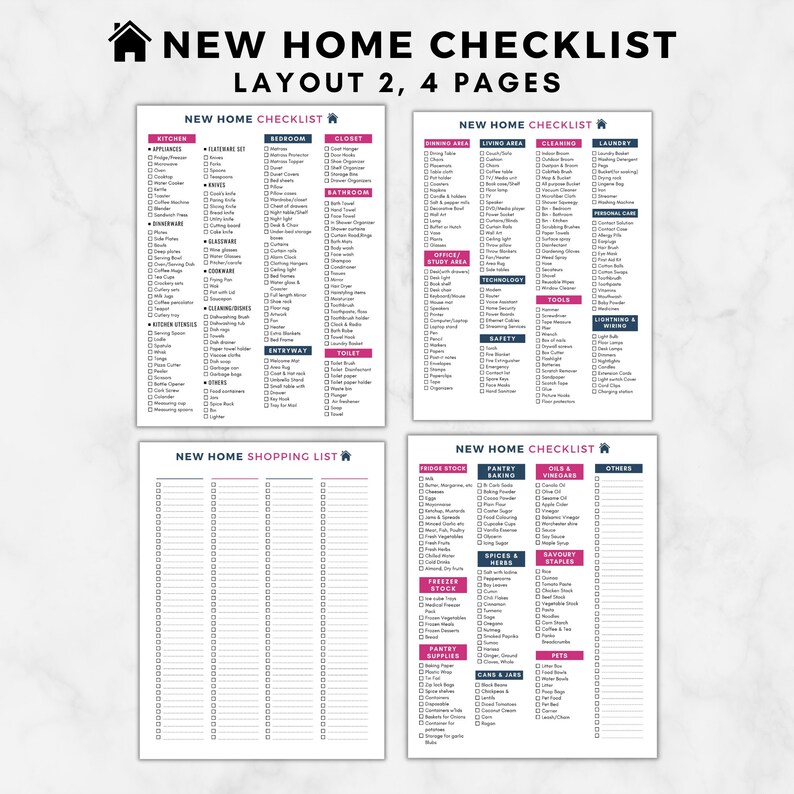 New Home Essentials Checklist New Home Checklist Etsy Australia