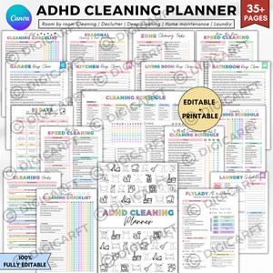 K&ouml;nnte beinhalten: ADHS-Reinigungsplaner mit &uuml;ber 35 Seiten. Enth&auml;lt Checklisten f&uuml;r die Reinigung von Raum zu Raum, Entr&uuml;mpelung, Tiefenreinigung, Hauswartung und W&auml;sche. Der Planer ist vollst&auml;ndig editierbar und druckbar.