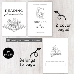 Book Reading planner bundle printable,Reading planner 2024,printable reading challenge,Book review log book,Monthly Reading journal minimal image 2