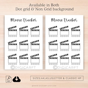 Digital Movie Tracker, Printable Series Checklist, Bullet Journal for Movie Reviews, Film and Series Tracker, Customizable Movie Log