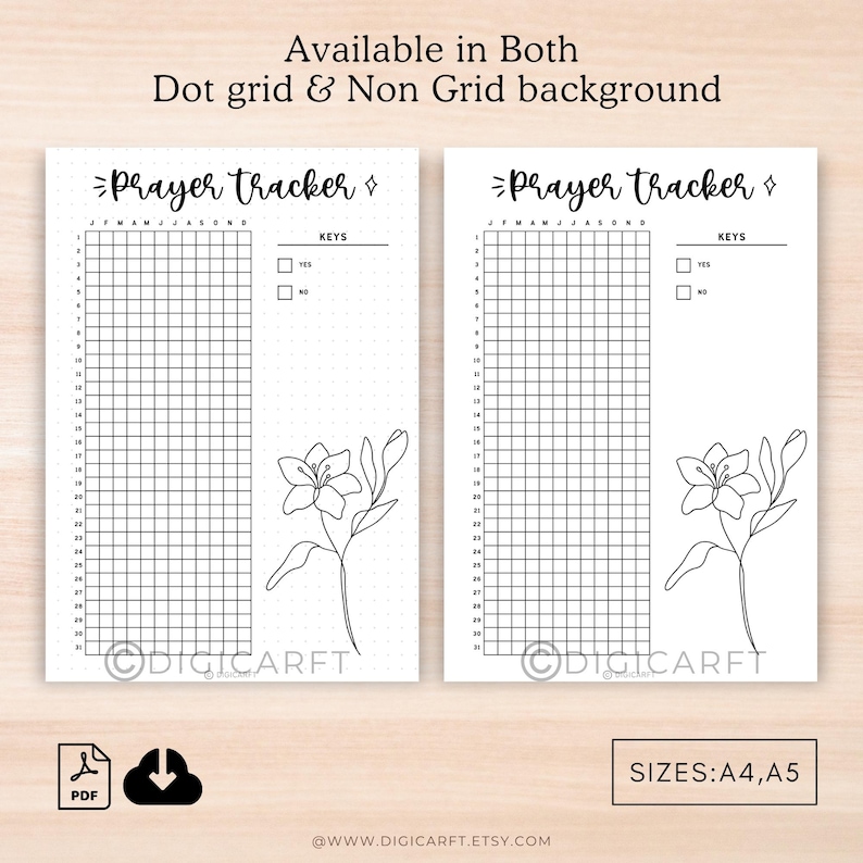 Yearly prayer tracker journal printable,Daily prayer journal digital download,Bullett journal pre made,Spiritual A5 journal insert template